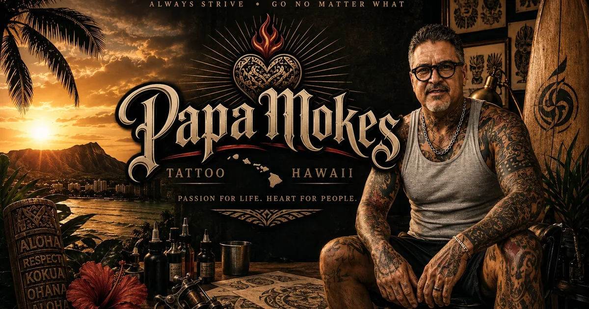 Kevin 'Papamokes' Mokuahi — Hawaii Legend · 40 Years on the Iron · Cultural Work tattoo artist at TNT Tattoo · Aiea